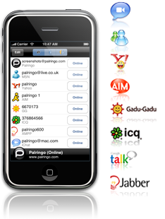 Palringo on iPhone supports all the bridged clients